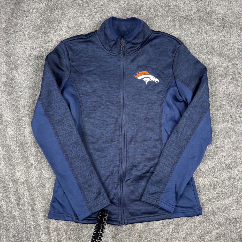 NFL Team Apparel Jacket Womens Size M Navy Blue Denver Broncos Full Zip Athletic